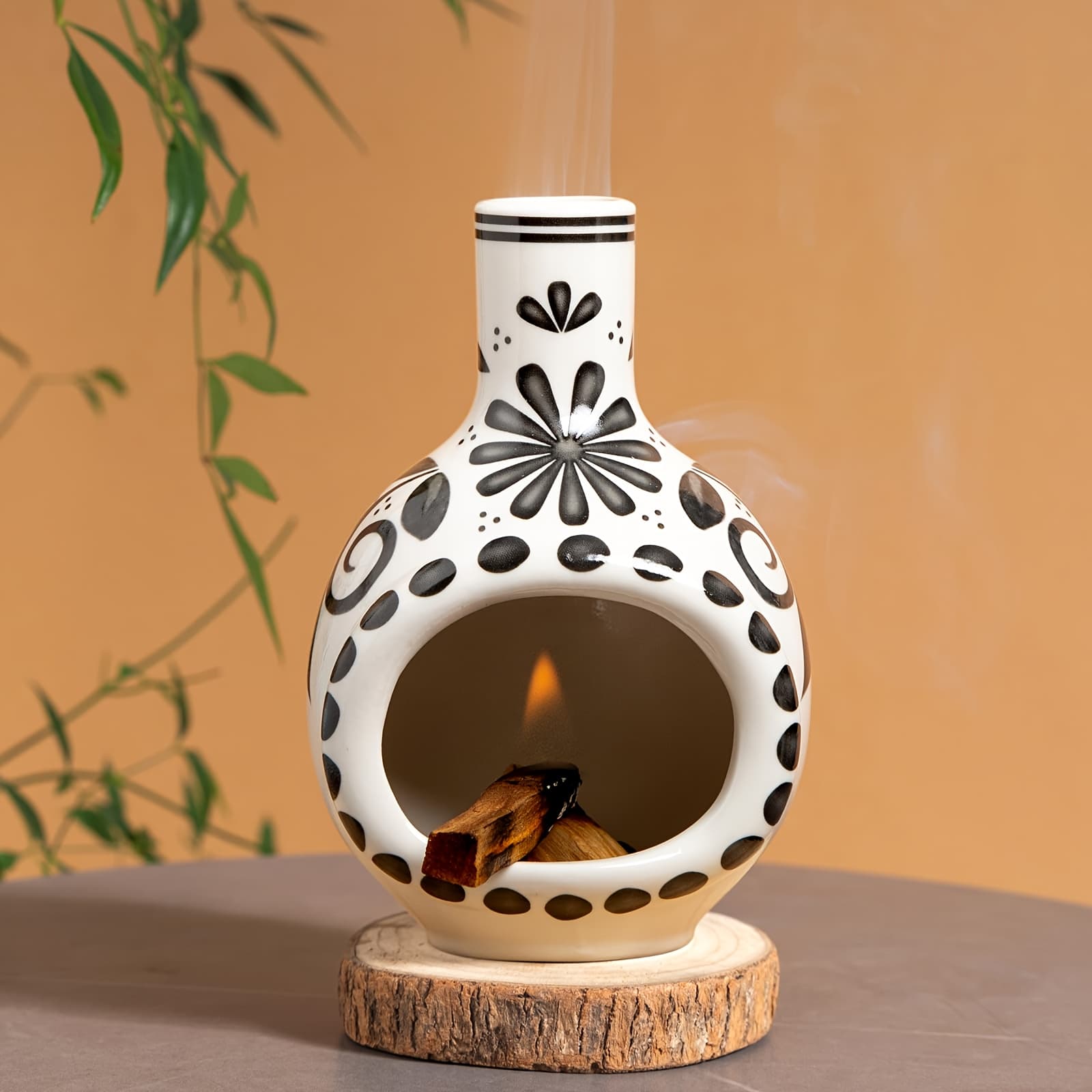 TEMU Handmade Ceramic Palo Holder Burner - Mini Chimenea Incense Dish For Palo And Sticks - Sage Holder For Meditation Decor