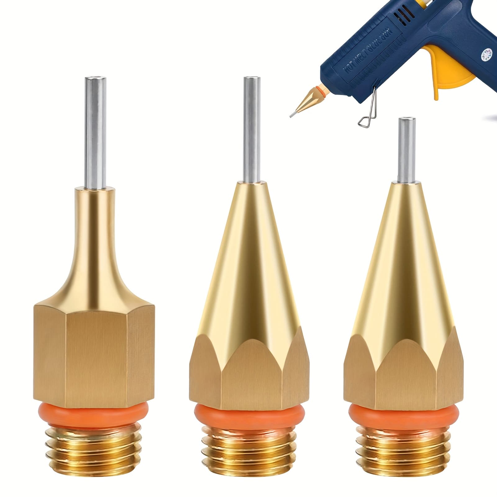 TEMU 3pcs Hot Melt Glue Nozzles, 1.0x40mm, 1.3x40mm, 1.5x45mm, Fit For Hot With 11mm Glue Sticks