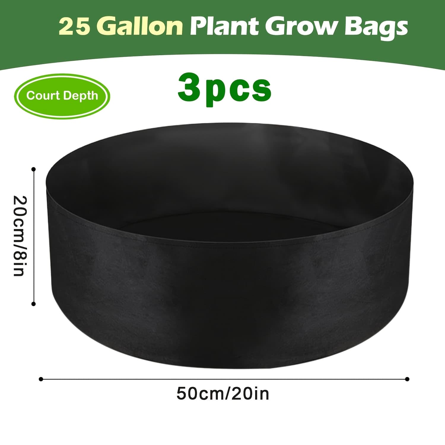 TEMU 3pcs Durable Plant Grow Bags, 25 Gallon Large Heavy Duty Fabric Grow Pots For Durable Breathing Fabric Grow Containers For Potatoes, Carrots, Onions, Outdoor Gardening