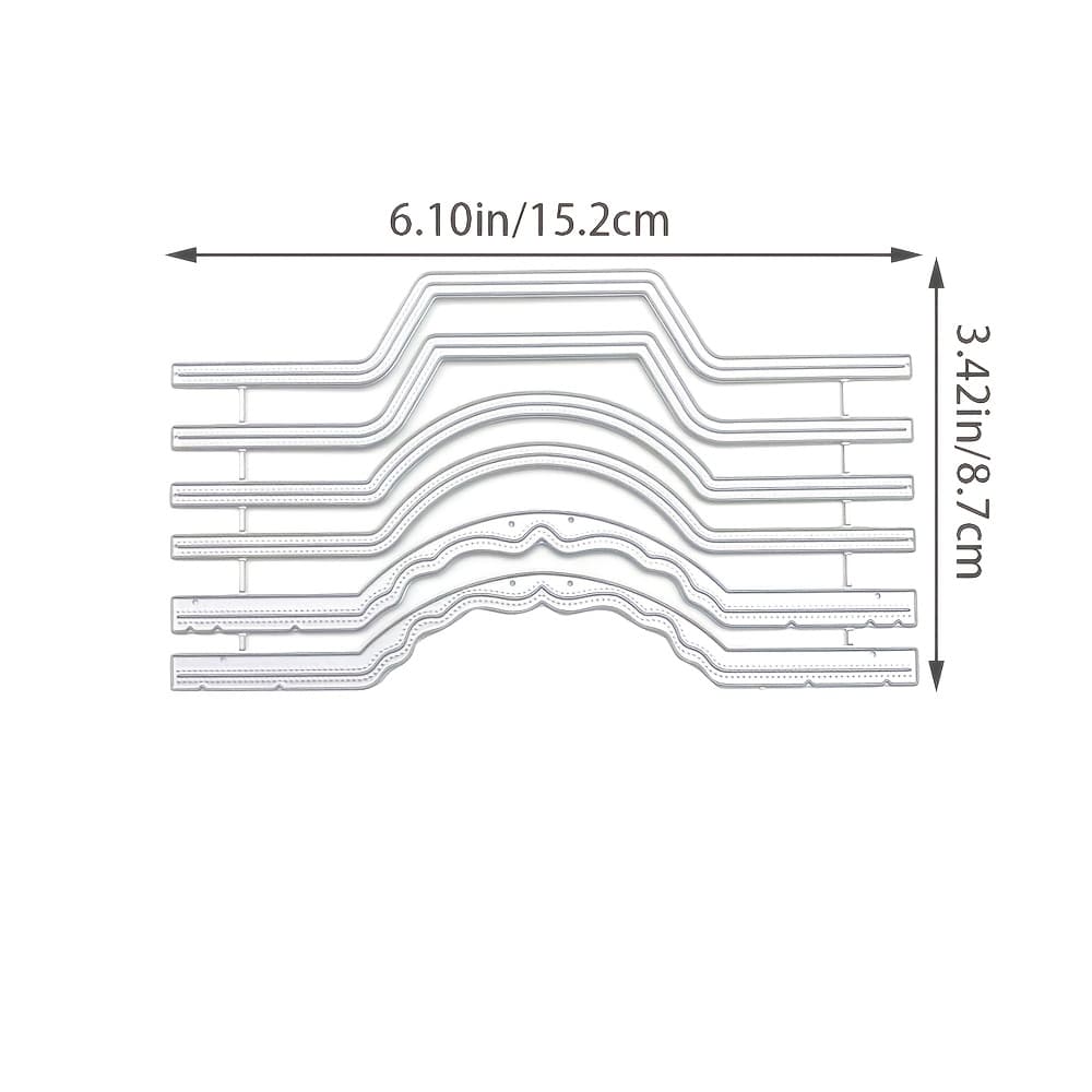 TEMU Pocket Notch Borders Die Cut Set Of 6, Stitched Edge Dies, Metal Cutting Dies For Gatefold Card Making, Albums, Journals, Paper Crafting, Scrapbooking Supplies