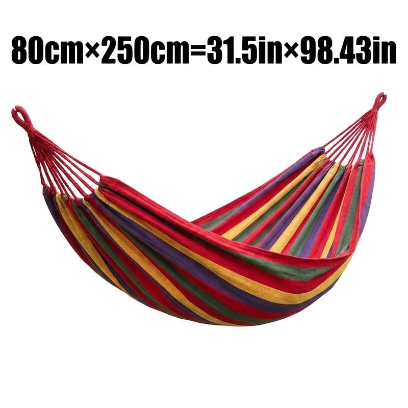 TEMU Red Striped Hammock, Double Person Outdoor Relaxation, Backyard Patio Poolside, Camping Picnic Beach, Portable Foldable, Includes 2 Thickened Ropes Carry Bag, Easy Setup