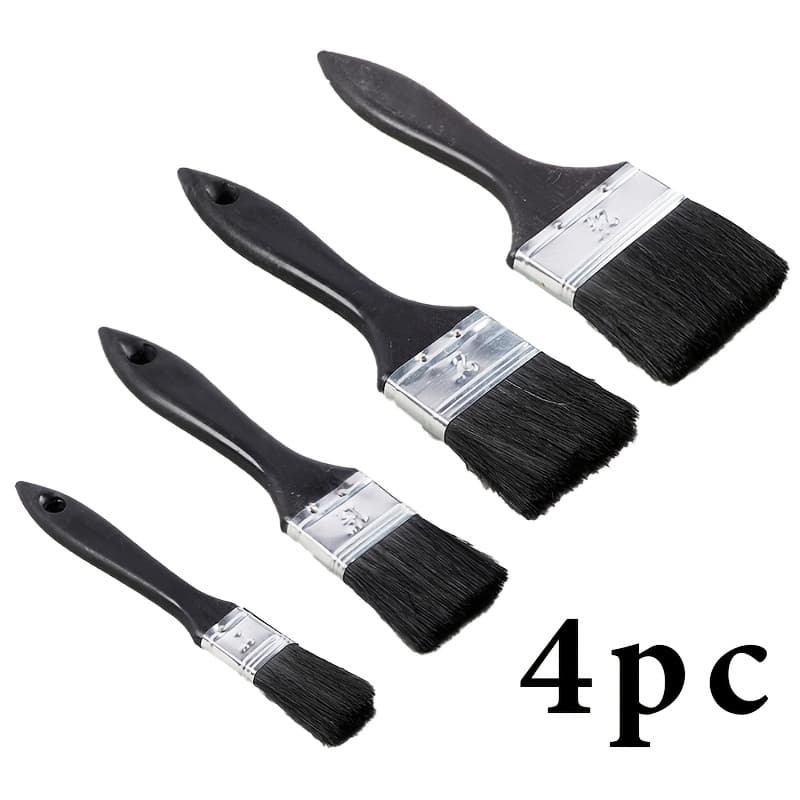 TEMU 4pcs Flat Paint Brush Set - Assorted Sizes For Latex, Oil & Stain Painting - Ideal For Improvement, Indoor & Outdoor Projects - Durable Plastic Handles, Easy Clean