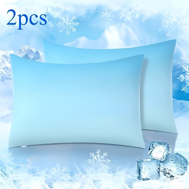 TEMU 2pcs Cooling Pillowcases, >0.5 Gradient Cool Pillowcases For Hot Sleepers With Hair And Skin, Skin-friendly, Machine Washable Hidden Cooling Pillow Covers - Gradient Blue
