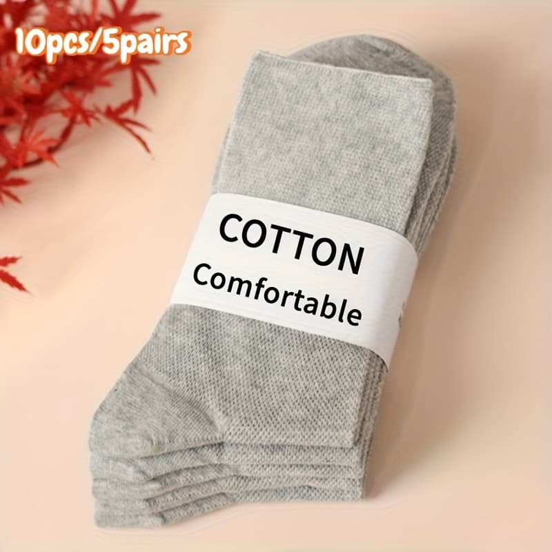 TEMU 10pcs/5pairs Of Sports Socks, Suitable For Casual, Comfortable And Sports, Seamless Loose Socks, Suitable For Men And Women, With A Mesh Design On Tube Sock Belt, Ideal Gift For All And Autumn..