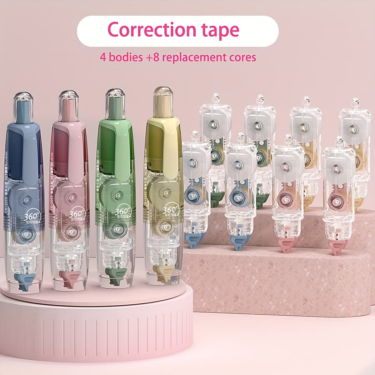 TEMU 12-in- Correction Tape, Easy-to-use Correction Dispenser, Instantly Corrects Writing Errors, Suitable For School, Exams, And Office -father's Day Promotion- Back To
