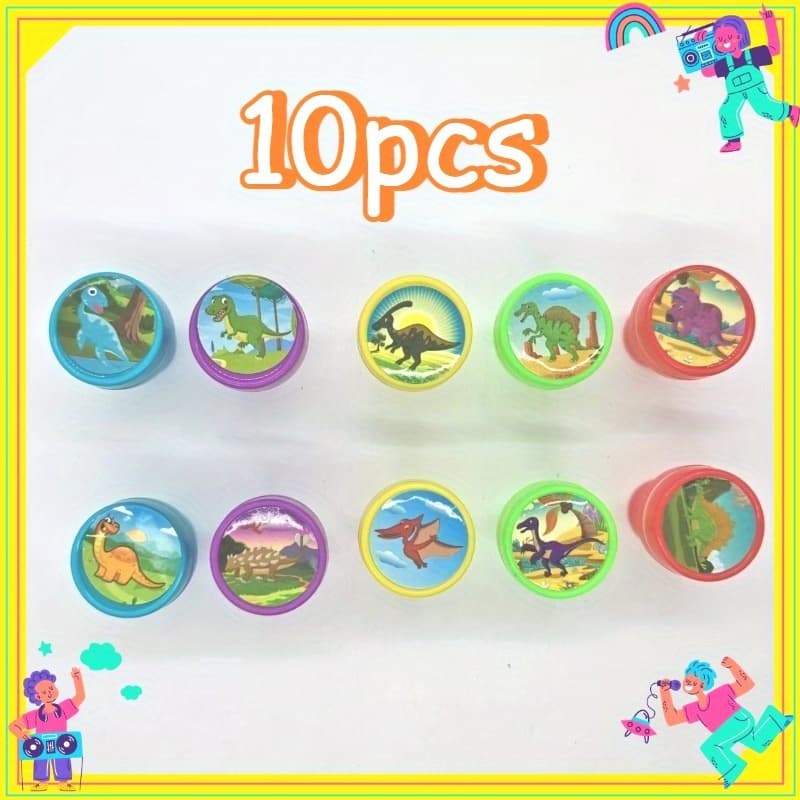 TEMU 10pcs Stamps, Dinosaur Stamps, Self-inking Stamps, Birthday Party Gifts, Gift Bag Fillers Multicolor Plastic Dinosaur Stamps, Dinosaur Party Favors