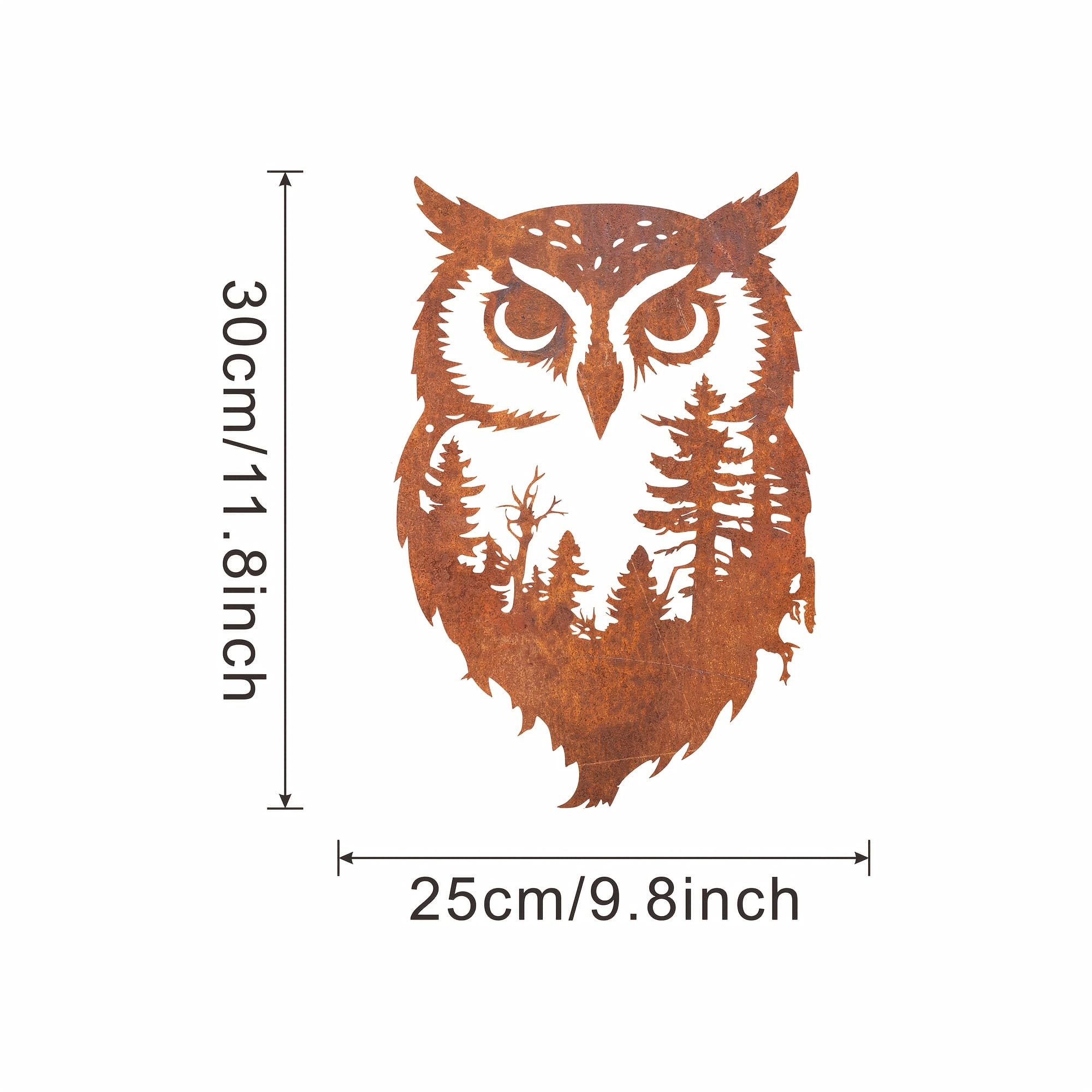 TEMU 【2d Flat】 [2d Flat] Rust Metal Owl Statue Wall Decor, Farmhouse Outdoor Decor, Rustic Rust Metal Owl Statue, Patio Bird Decor