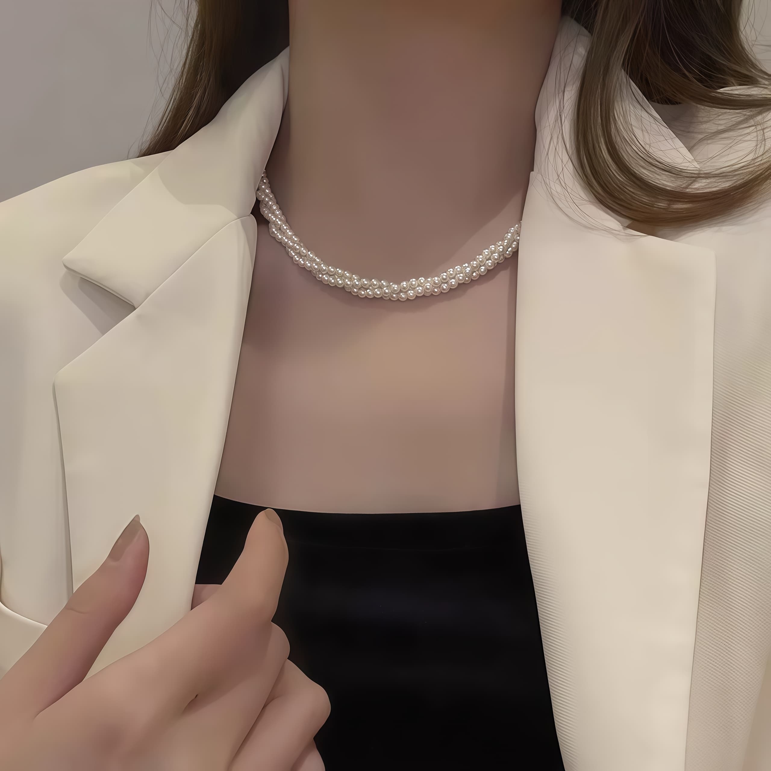 TEMU A Stylish Twisted Bead Choker Necklace Elegant, Sexy, Luxurious, And Perfect For A At A Banquet