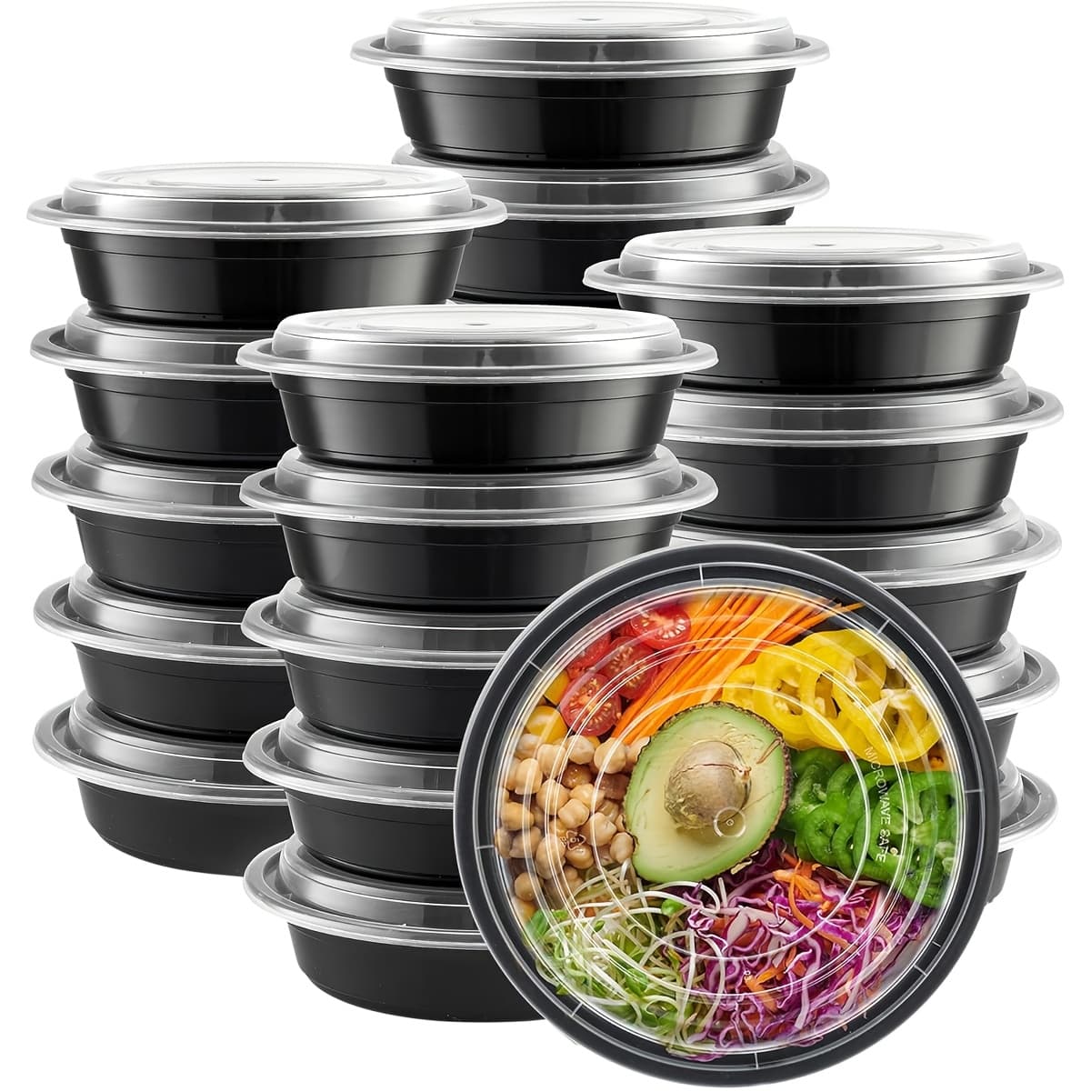 TEMU 24oz Extra Thick Meal With Lid, Plastic Container With Clear Lid, For Noodles, , Salad, Soup