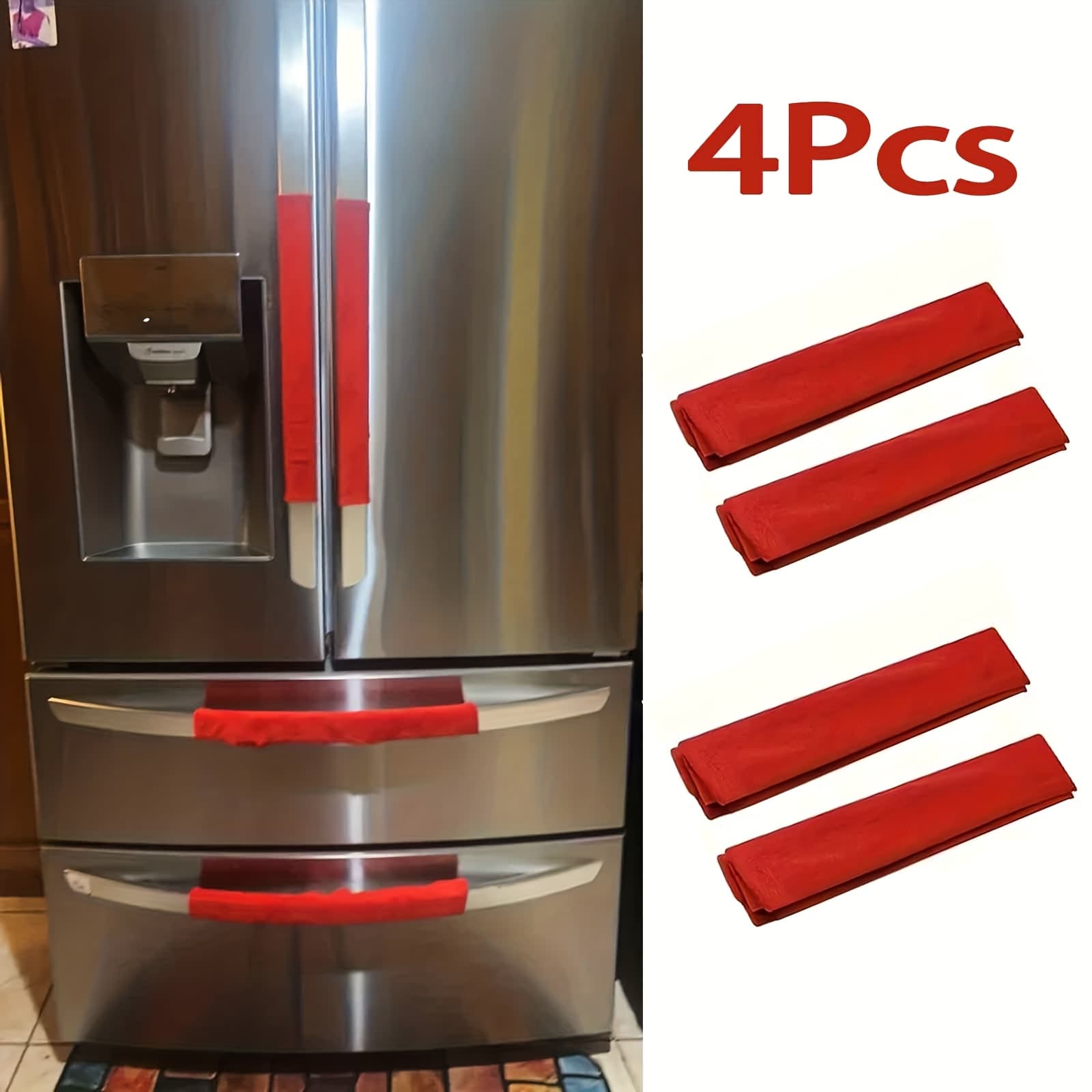 TEMU 4pcs Holiday Appliance Handle Covers - Dustproof Covers Suitable For Refrigerator And Oven Handles, Home Decor