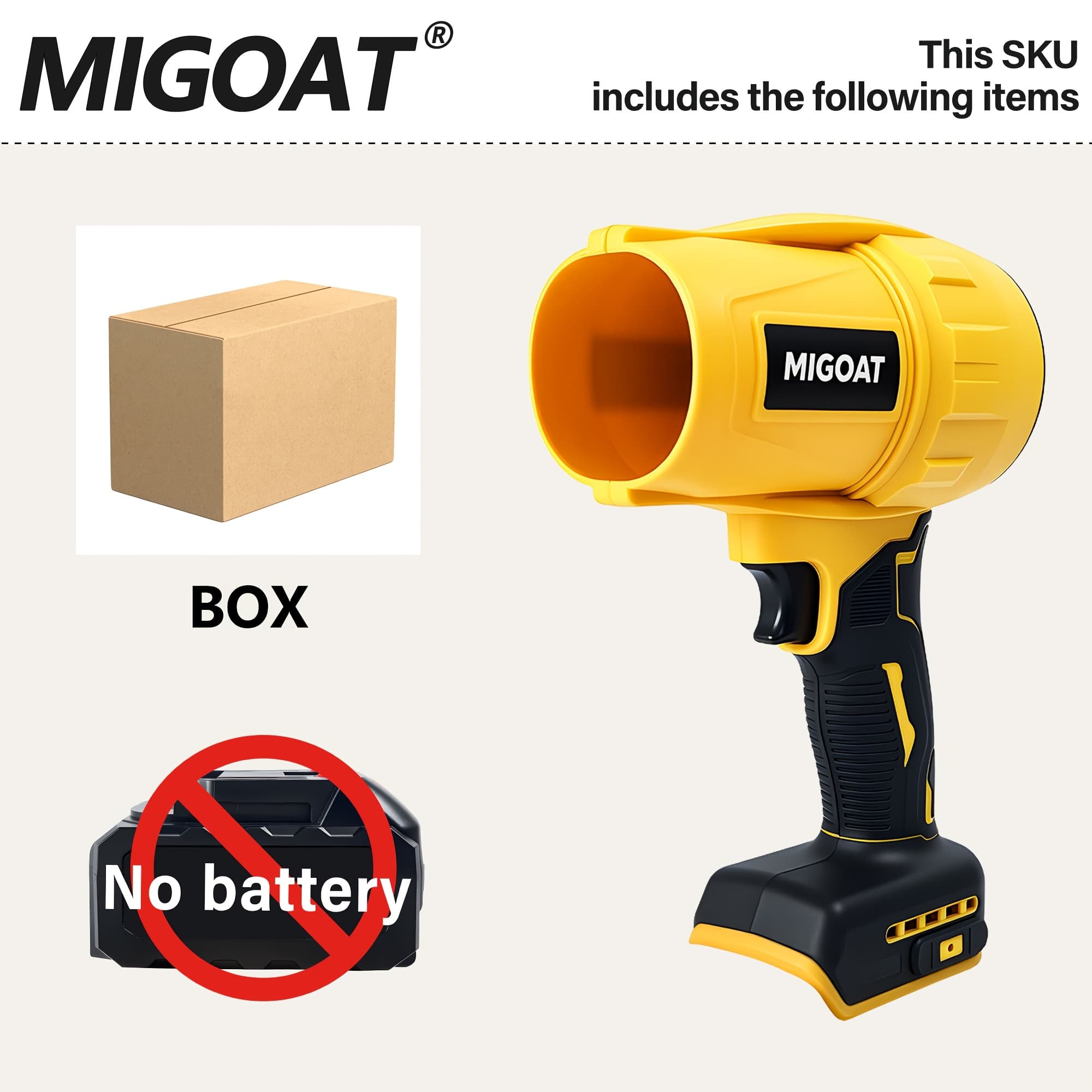 TEMU Migoat Electric Super Violent Wind Blower, Snow And Dust Blower, Cordless Leaf Blower, With 50000rpm , Leaf Blower, Portable Turbo Blower, Compatible With 20v Battery (no Battery)