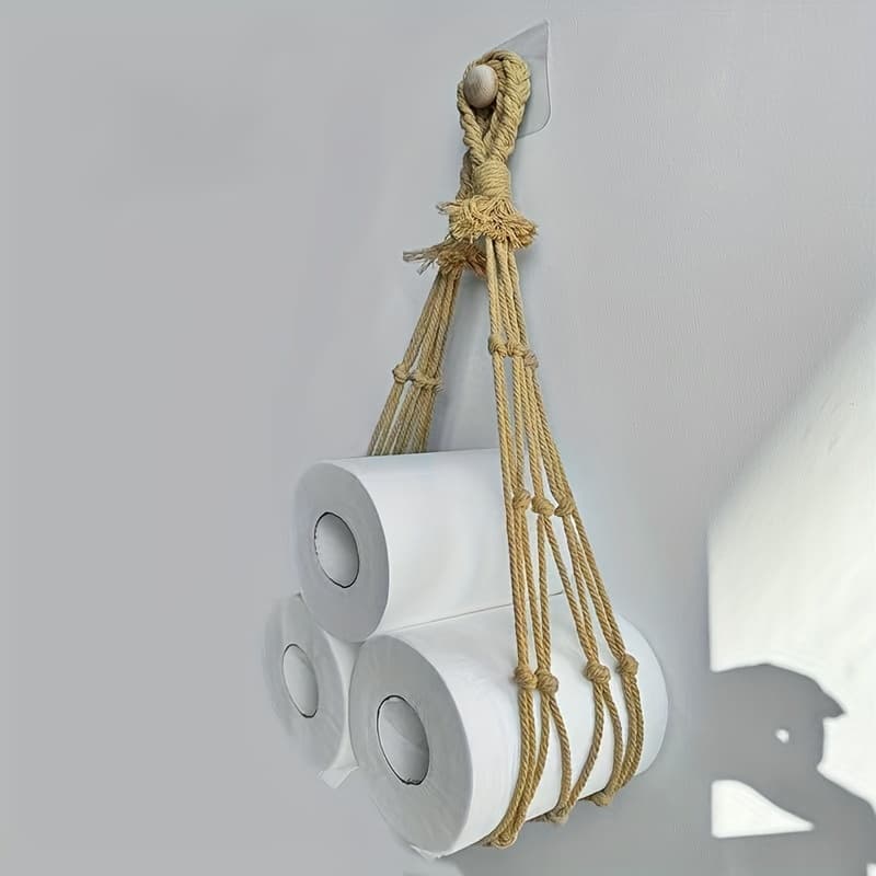 TEMU 1pc Toilet Paper Storage Net, Wall Mounted Toilet Paper Roll Holder, Hotel Storage Hanging Rack, Bathroom Decoration, Home Storage & Organization, Bathroom Accessories