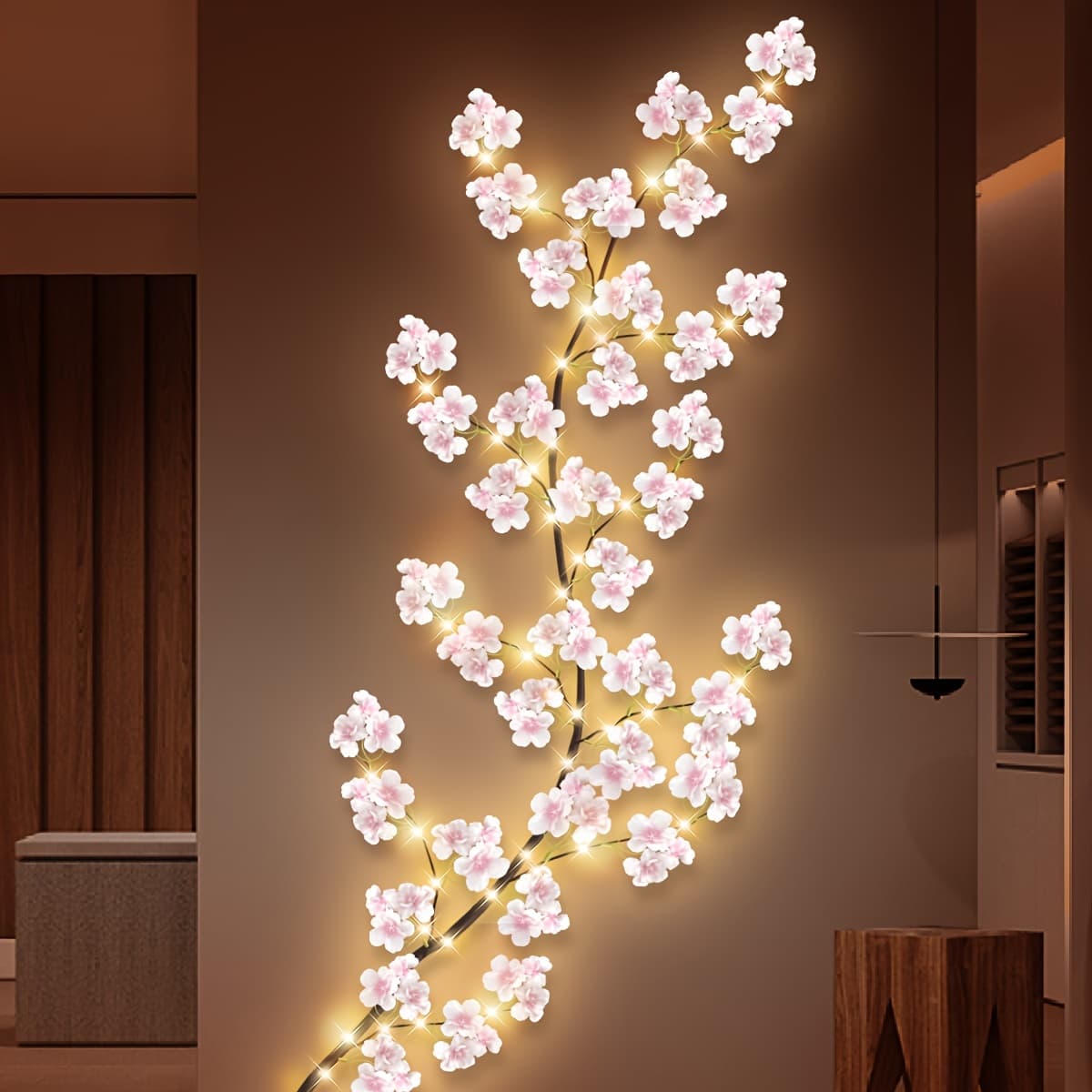 TEMU 1pc 300 Led Willow Vine Lights Featuring Artificial Flowers, Perfect For Home Decoration On Valentine's Day. Usb-powered String Lights Serve As Wall Decorations