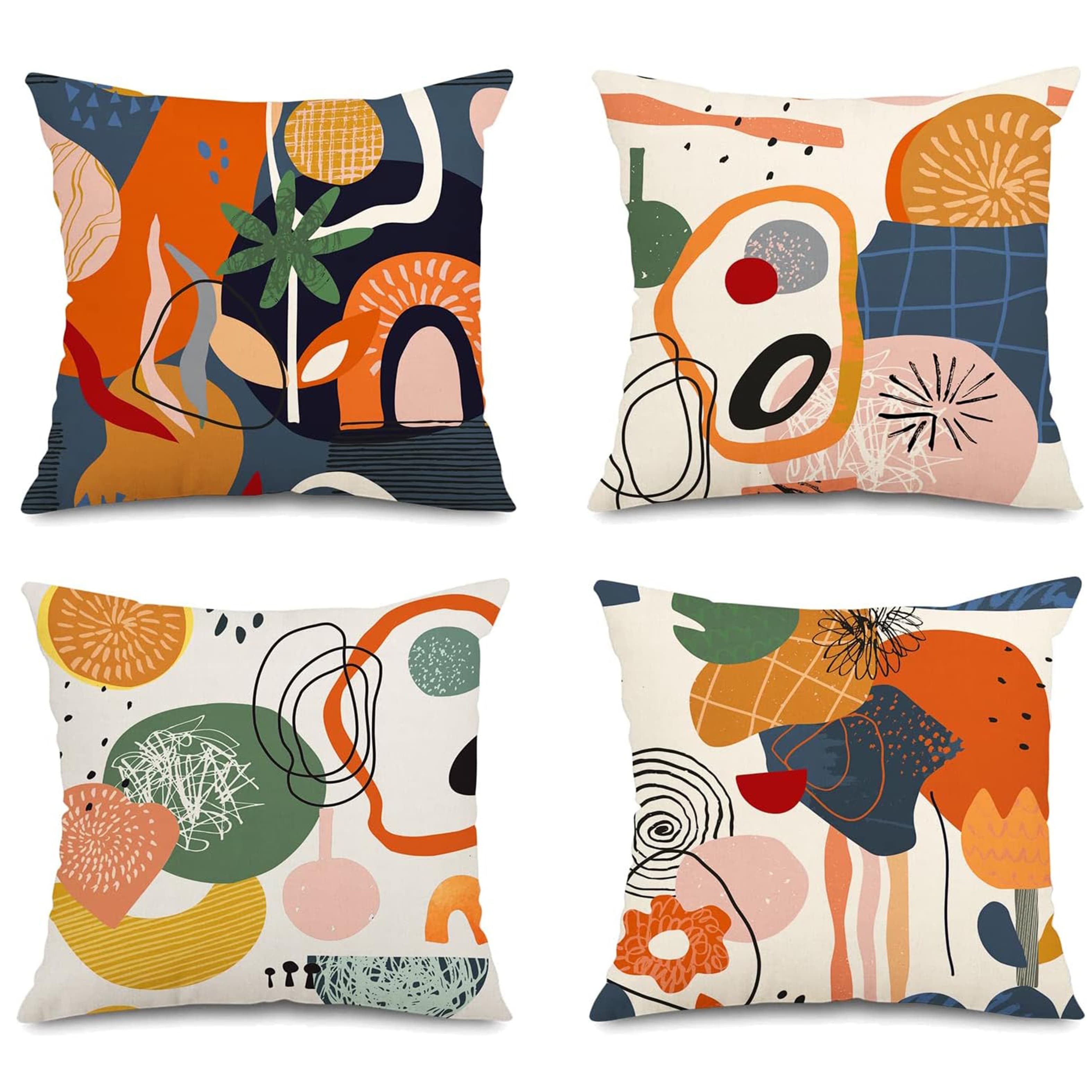 TEMU 4pcs, Abstract Art Throw Pillow Covers 16x16, 18x18, 20x20 Inch Colorful Boho Aesthetic Floral Geometric Minimalist Pillow Covers For Couch Outdoor Decor Set Of 4
