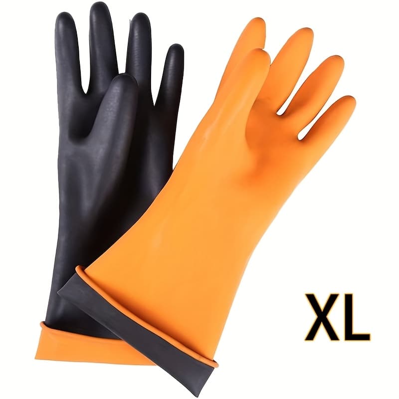TEMU 1-pair Heavy-duty Chemical-resistant Rubber Gloves Suitable For Cleaning, Dishwashing - Reusable Anti-tear Gloves With Grip, Phthalate-free, Sizes M/l/xl (for S &)