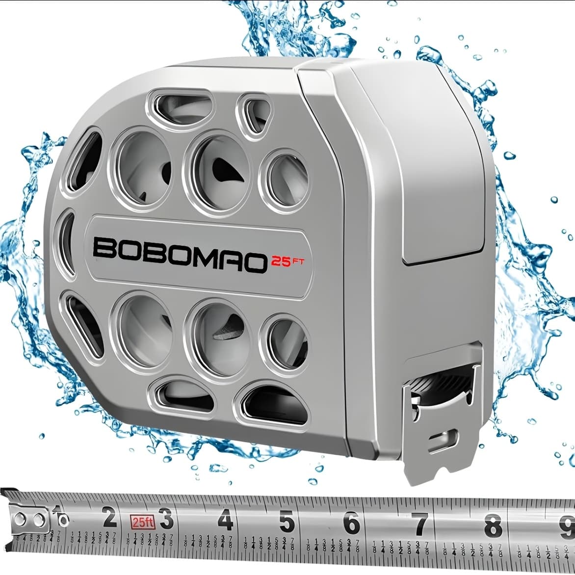 TEMU 25ft New Hollow Tape Measure, Anti-fall Wear-resistant Stainless Steel Tape Measure, Clear Scale, Hollow Titanium Waterproof Measuring Tape With Magnetic Bottom