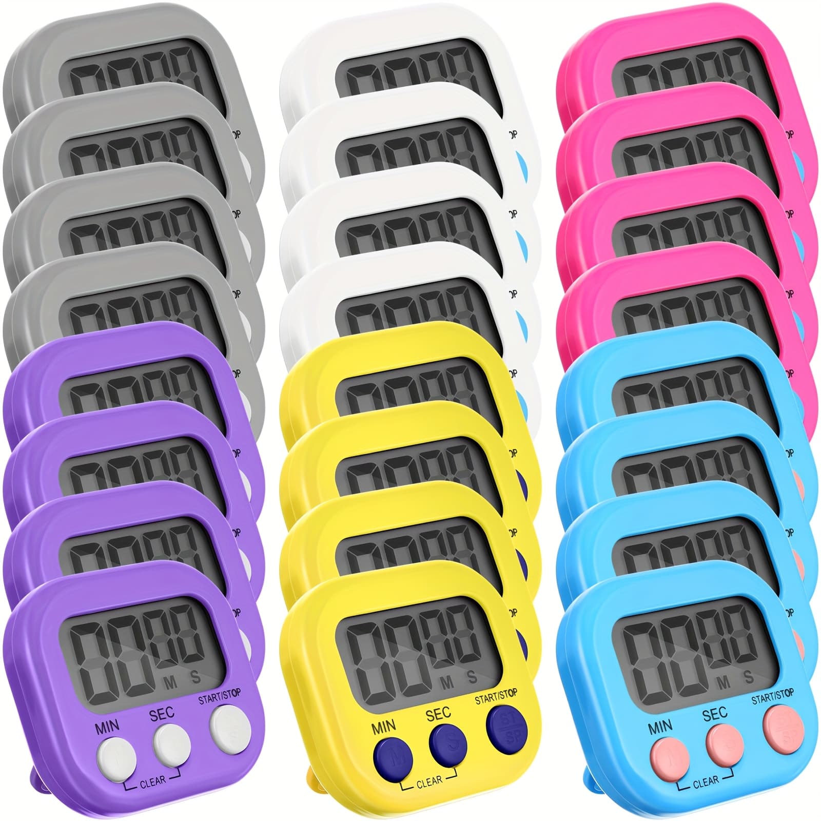 TEMU Gift For Her/him Weewooday 24 Digital Kitchen Timers, Multi-project Party Gift Pack, Timers With Bulk Switches, Minute And Second Countdown, Suitable For Sports, And Baking With Loud Alarms