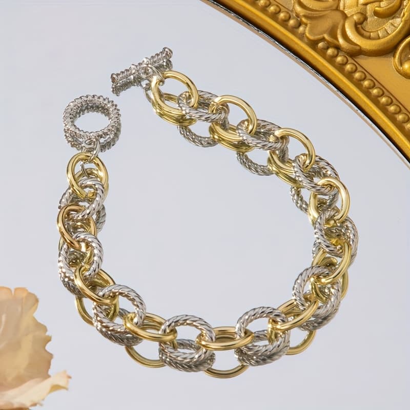 TEMU Fashionable Retro Ot Chain Bracelet Necklace, -hop Daily Additions, Ramadan Festival, Holiday Anniversary Gifts, Shopping, Street Photography, Parties