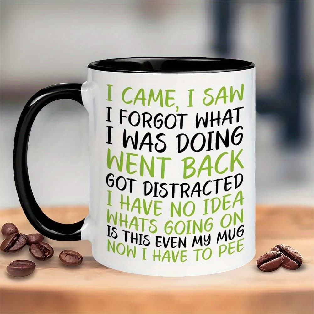 TEMU Brainstorming Funny Mug Magic Sayings "i , I Saw, I Forgot", Dishwasher Safe, 11oz Ceramic Mug, For Birthday, Valentine's Day And New Year, For Parents, Brothers, Sisters,