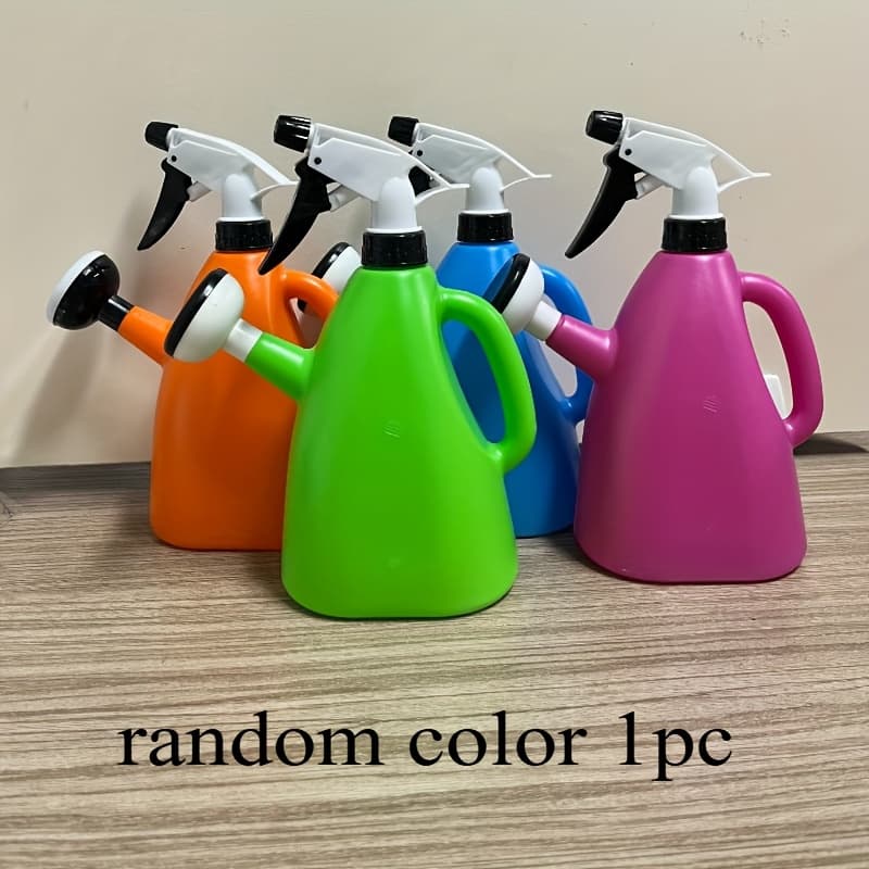 TEMU 1pc 1l Garden Watering Spray Integrated Watering Can Large Garden Watering Can Plastic Spray Bottle Watering Flowers Liquid Packaging Spray Random Color