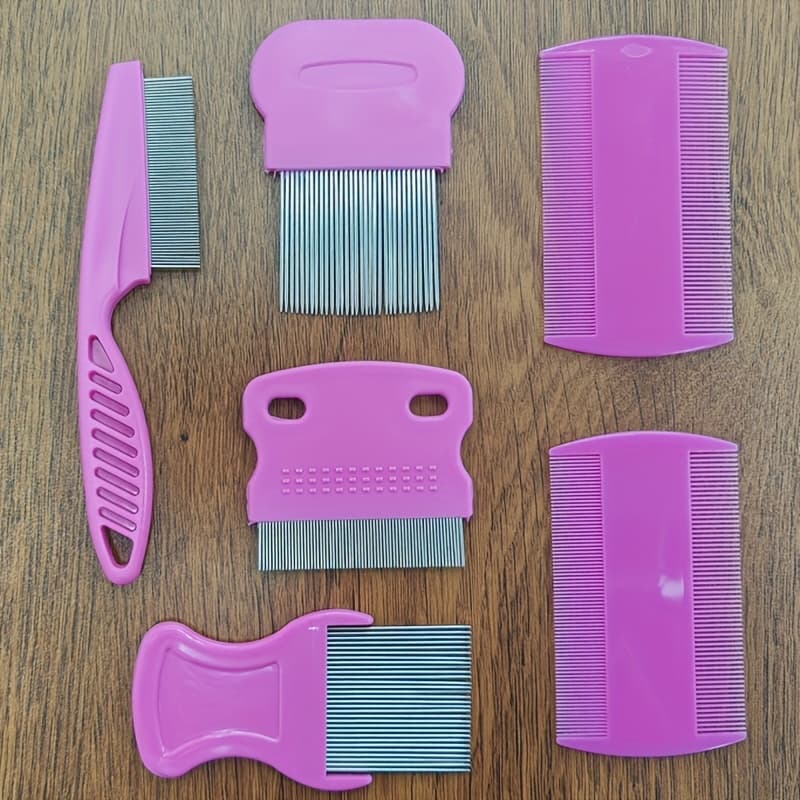 TEMU Set Of 6 Flea And Combs, Grooming Combs For Dogs And Cats, Suitable For Small, Medium, And Large Pets
