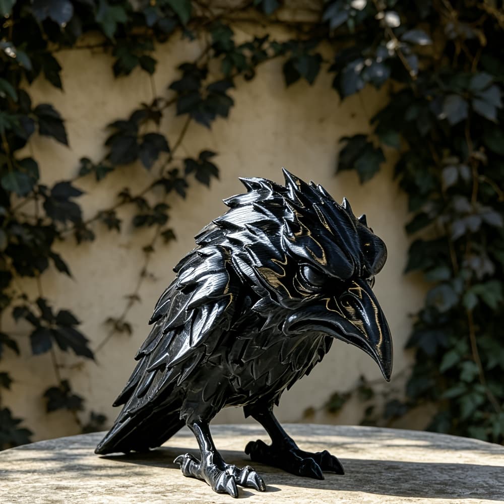TEMU Gothic Style Sculpture - Black Crow Ornament, Individual Decor, Dark Aesthetic Desktop Accessory, Minimalist Black Desktop Decoration Collectible