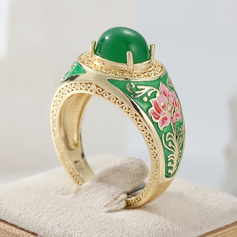 TEMU This Exquisite Ring Features An Artistic Retro With A Golden Texture. Elegant Jewelry That Casual Attire Perfectly, Making It Ideal For Women To Wear During Holidays Or Celebrations