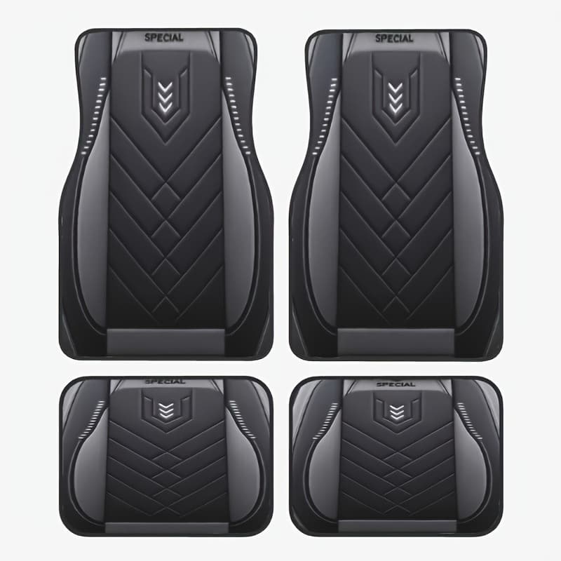TEMU Suitable For All Car Models, 4pcs Set Of Grey Arrow Pattern Car Carpet, Four-season Vehicle Carpet, With Anti-slip Base, Easy To Clean Car Interior Additions