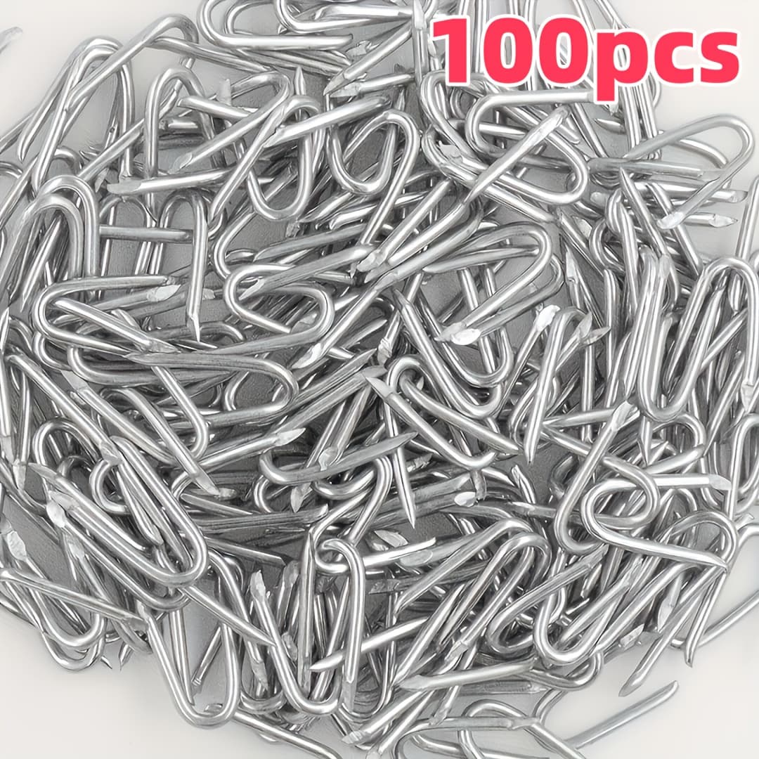 TEMU 100/200 Durable Iron U-shaped Garden Nails - Ideal For Securing Wire Mesh, Wooden Fences, Etc., Suitable For Concrete Walls And Field Fencing Metal Fasteners