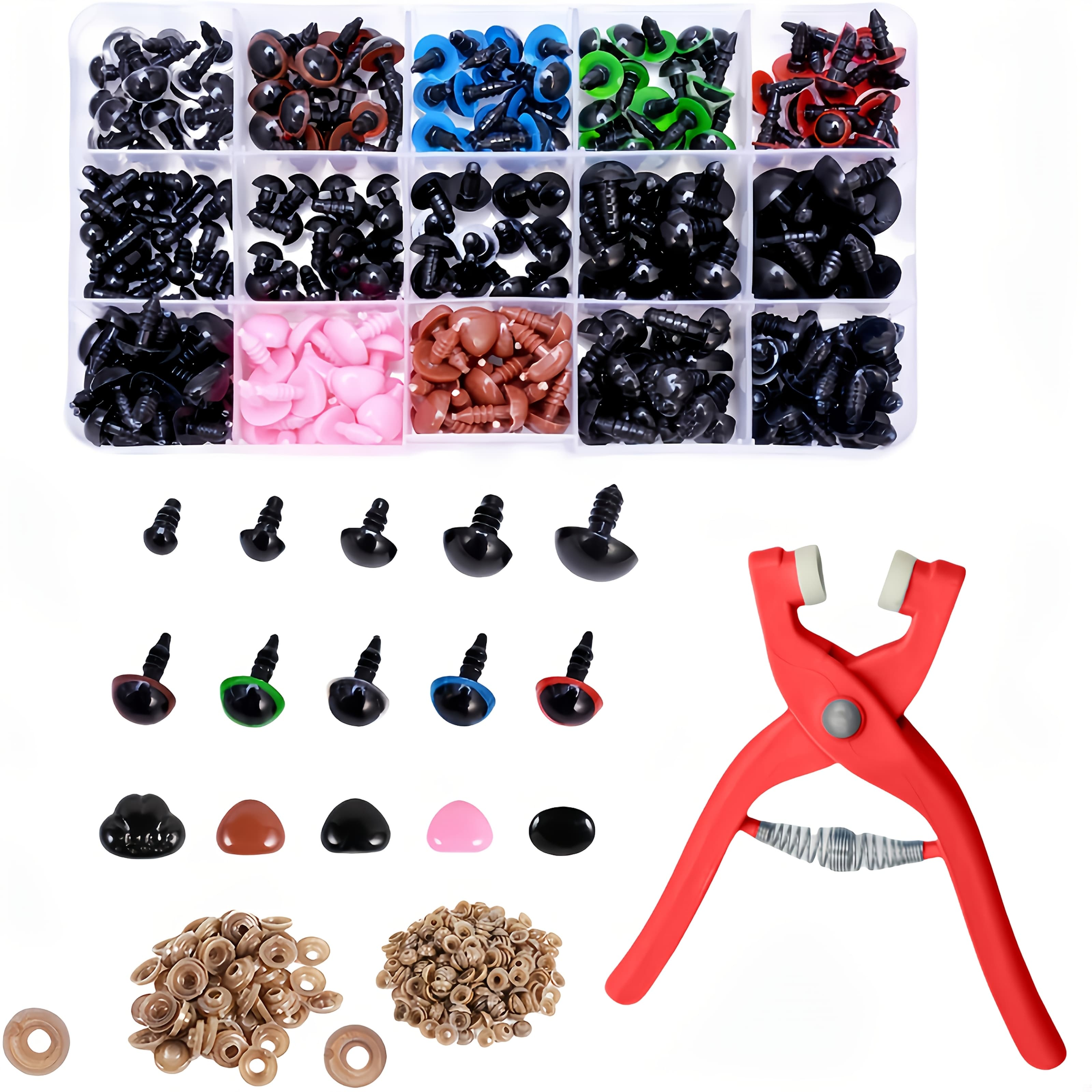 TEMU 560 Vibrant Crochet Accessory Kit Featuring Eye Tool, And Noses, 5-30mm Plastic Craft Spacers For Amigurumi And Plush Toy Eyes
