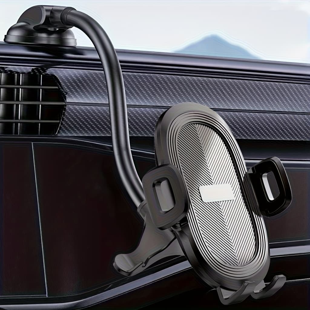 TEMU Soligu Gooseneck Car Phone Holder, Heavy Holder For Car Dashboard, Flexible Long Arm Anti Shake Car Phone Mount Suction Cup, Fit For Iphone, For & Other Cellphone