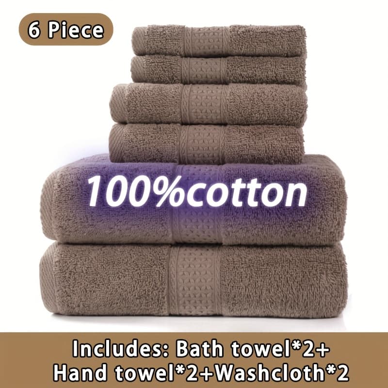 TEMU 100% Cotton Bath Towel Set (3/6pcs) - , Absorbent, Durable - For Hotel, Home, Shower, Spa, Sanua - Multiple Color Options, Valentines Gift For Lovers