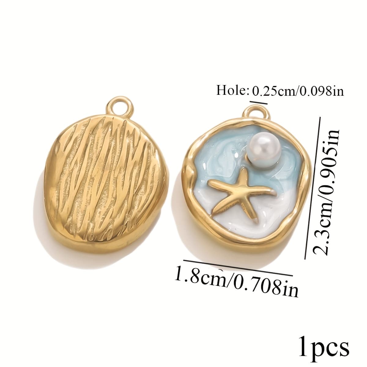 TEMU 1pc Stainless Steel Fashion Starfish Pendant Diy Necklace Earring Jewelry Accessory Making, Suitable For Women