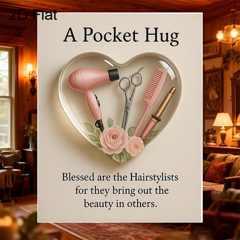 TEMU Pocket Hugs For 2d Flat Hairstylists, Heart-shaped Pocket Hug Tokens With Mini Hairstylist Tools And Greeting Cards, Hairstylist Christmas Cards Suitable For Stylist Salon Owners And Beauty