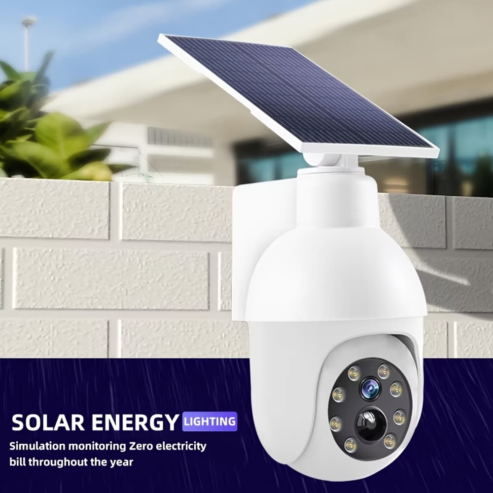 TEMU Solar Powered Motion Sensor Led Street Lamp | Simulation Surveillance Camera Spotlight, Induction Garden Light, Intelligent Light Control, Wall Mount, Non