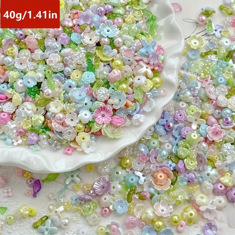 TEMU 40g/1.41in, 3-12mm Acrylic Mixed Petals Assortment For Diy Beaded Jewelry Making – Perfect For Bracelets, Necklaces & Hair Accessories, Ideal For Beginners And