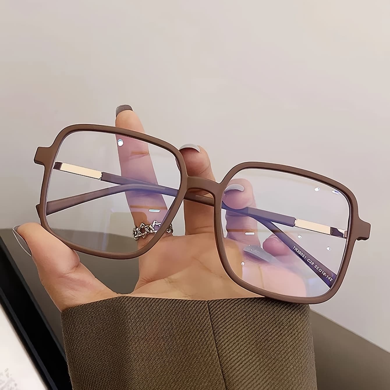 TEMU 1pc Women' Tr Semi Metal Transparent Glasses Accessory, Suitable For Women' Life, Music Festival Decoration, Gifts, Party Accessories
