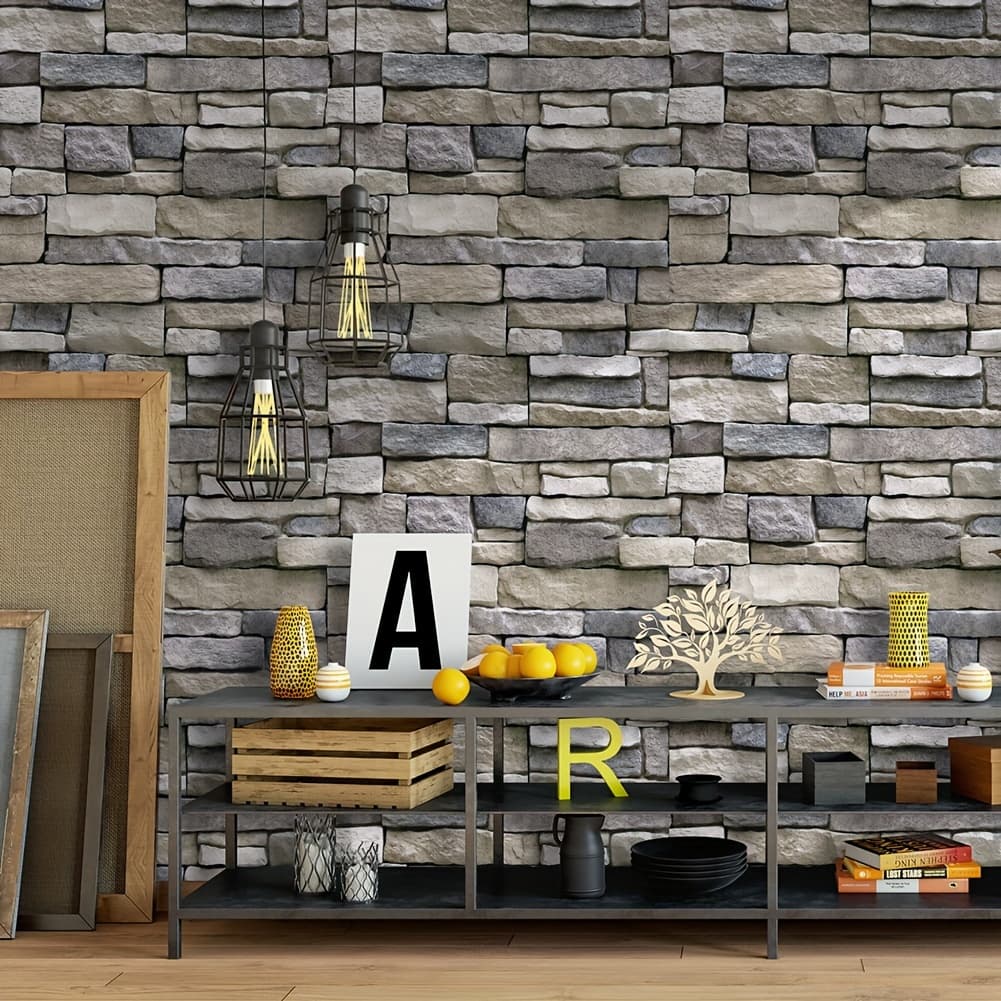 TEMU [home Relaxation] Vintage 3d Brick Wallpaper - Waterproof, Self-adhesive Vinyl, Easy To Match & Remove, Perfect For Bedroom, Living Room, Kitchen Decor - Rustic Style