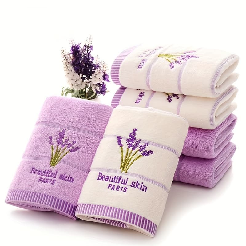 TEMU 2 Lavender Towels Milky White+purple