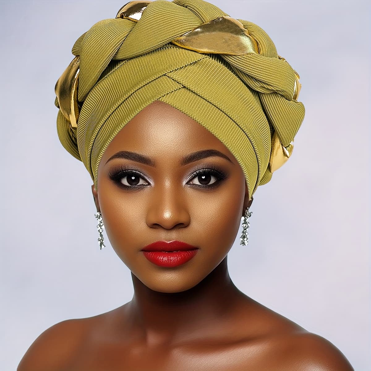 TEMU Handmade Heavy Turban Dance With Hand-made Twist Knot X Cloth Exaggerated Style Of A Fashion Headscarf Hat