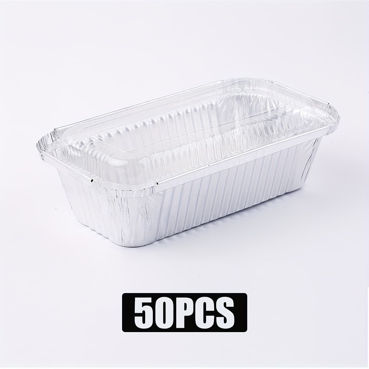 TEMU 2lb Aluminum Loaf Pans With Lids, (50 Pack), Disposable Bread Tins For Baking, Lunch Containers, Single Serve Baking Dishes - Foil Loaf Pans, Aluminum Bread Pans