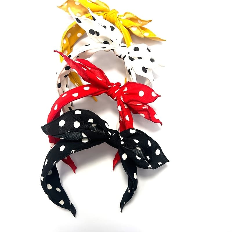 TEMU 4pcs Mywawa Women's Knotted Headbands, Minimalist Polka Dot Bow Hairbands, Polyurethane Fashionable Classic Accessories For Valentine's Day, Cute Hair Accessories