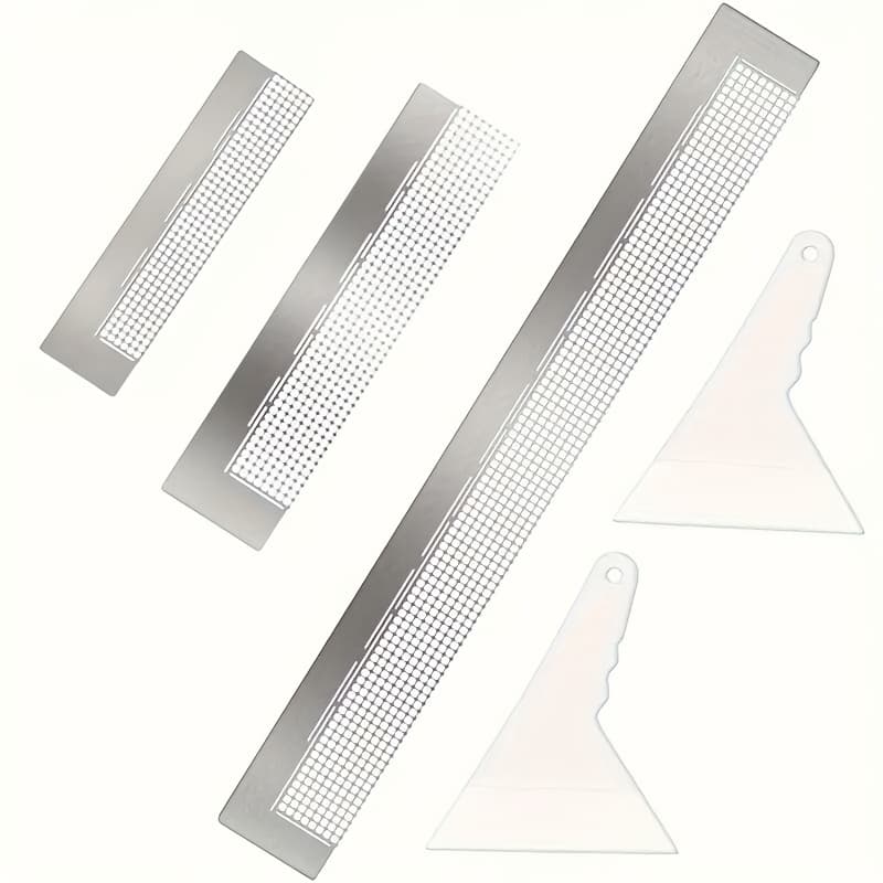 TEMU Stainless Steel Ruler For Diamond Painting, Featuring 5pcs And A Mesh Design, With 216, 400, And 800 Blank Grids. This Tool Is Ideal For Fixing Diamond Paintings And Is Perfect For Craft Kits