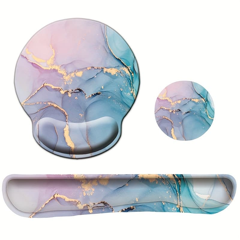 TEMU Mouse Pad With Wrist Support, Ergonomic Mouse Pad With Memory Foam Wrist Rest Cushion, Non-slip Rubber Mice Pad For Home Office Computer Laptop, Green Marble