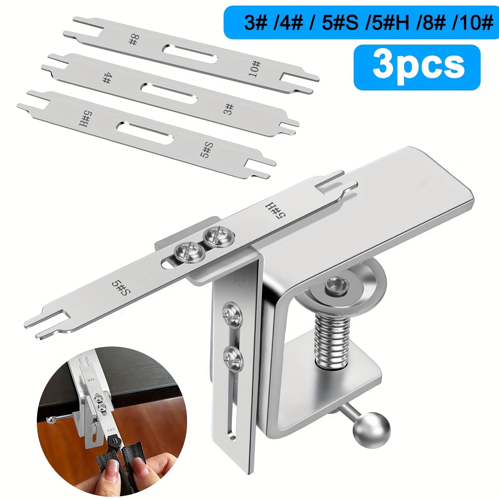 TEMU 3pcs Sewing Zipper Head Applicators, Zipper Clip Installer, Quick Installation For Clothing Repair, Double-headed Zipper Fastener Tool, Ideal Supplies For & Clothing Store