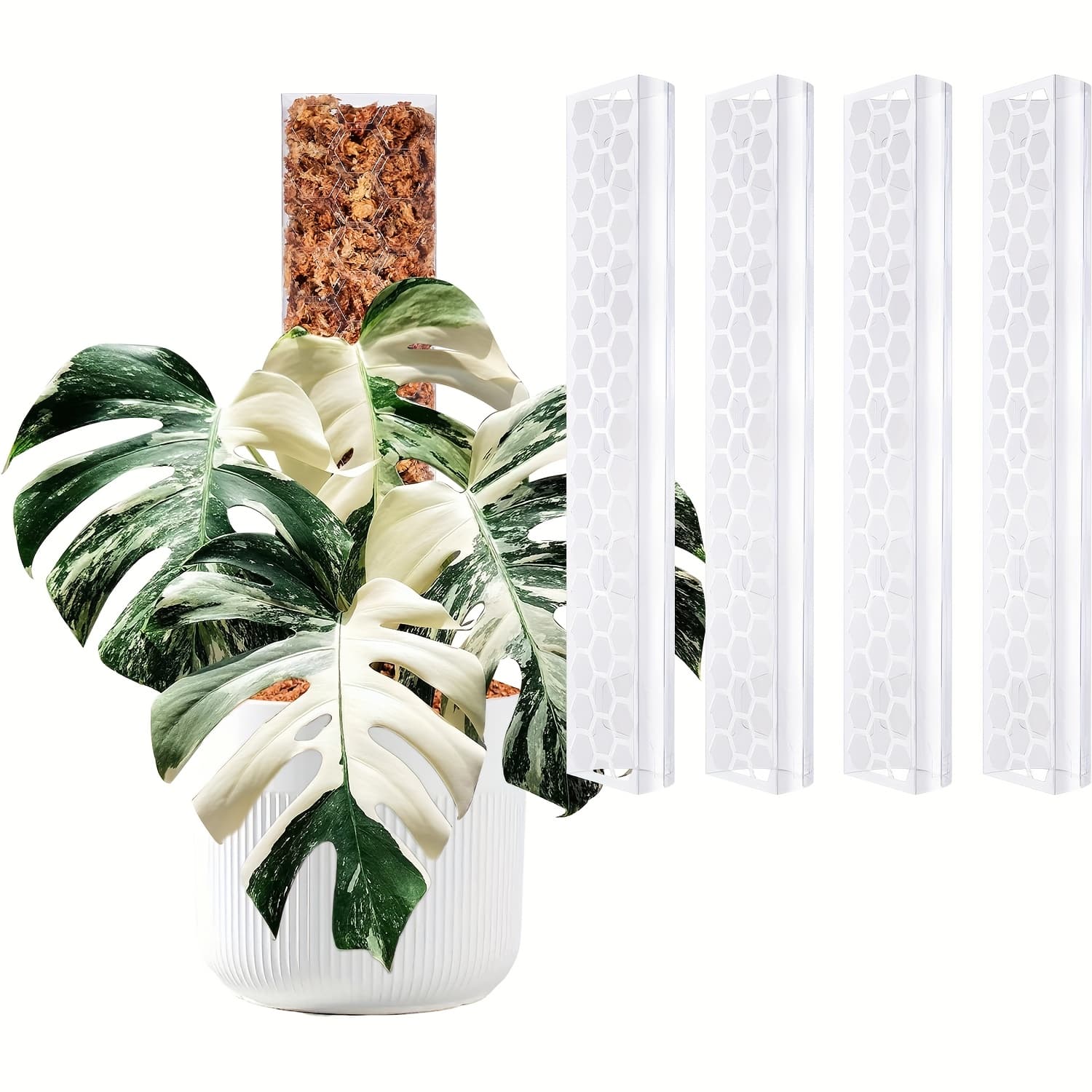 TEMU 4/6pcs 17 Inch Plastic Moss Pole For Plants Monstera, Designed Specifically For Climbing Plants, Stackable Plant Support For Indoor Plants (transparent)