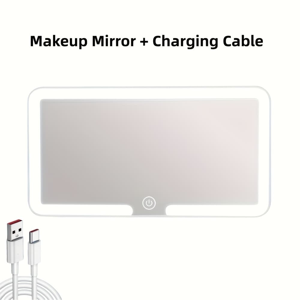 TEMU Rechargeable Ultra-thin Led Car Visor Mirror With 3 Light (daytime Light/dashboard/cockpit Mirror) - For, Trucks & Suvs - Low Voltage Vanity Mirror Gift For Women