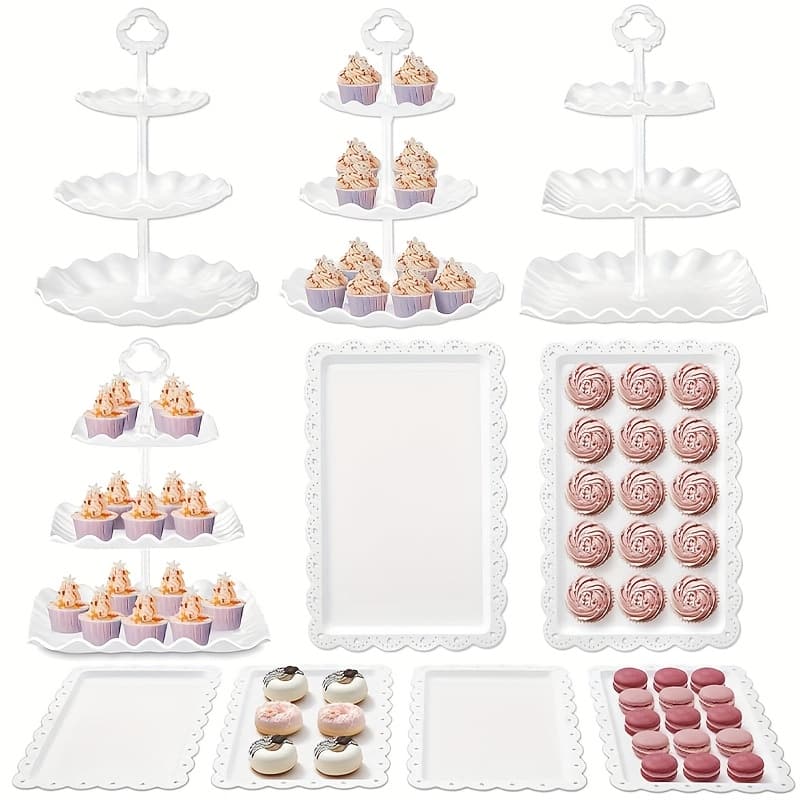 TEMU Dessert Cupcake Stand, 10pcs Dessert Table Display Set, 3-tier Cupcake Stand Tower Tray For Weddings, , Birthdays, Showers