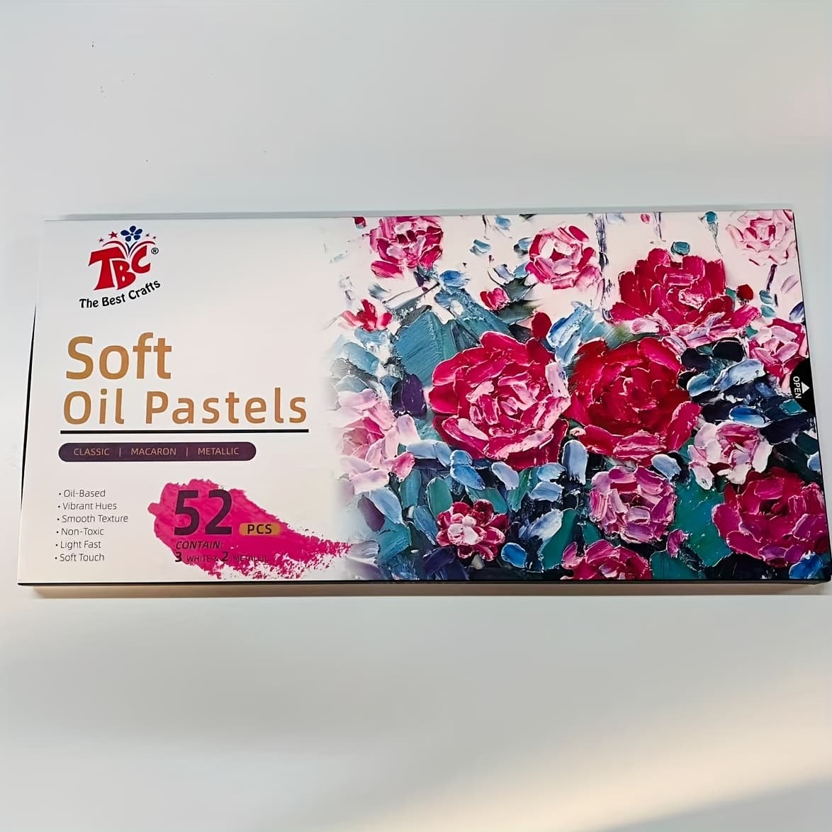 TEMU Tbc The Best Crafts 52 Colors Soft Oil Pastels, Classic Macaron And Metallic Shades, Non-toxic Smooth Art Crayons For Writing, Sketching And Drawing On Paper, Cardboard, Notebooks And More
