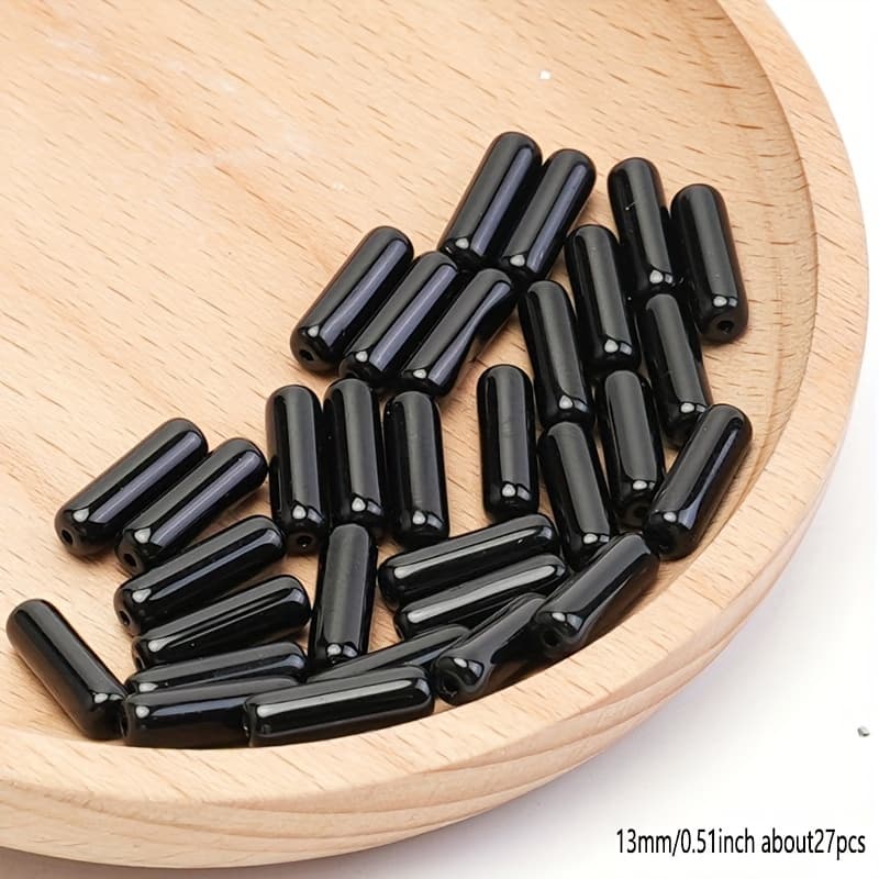 TEMU 27pcs. 13mm Long Cylindrical Multicolor Glass Beads. Bead Assortments Suitable For Jewelry Additions And Making. Handmade Ear Jewelry Necklace Anklet Gift Production. Craft Production